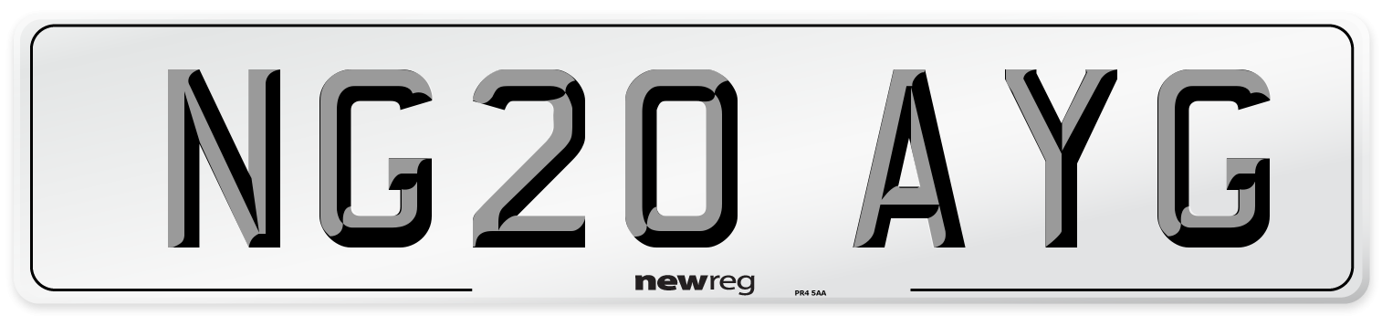 NG20 AYG Number Plate from New Reg